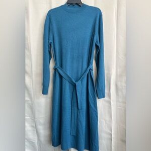 Misook 100% Cashmere Teal Mock Neck Midi Dress XL